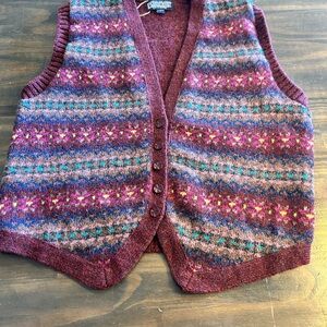Vintage Lands End Fair Isle Shetland Wool Vest
